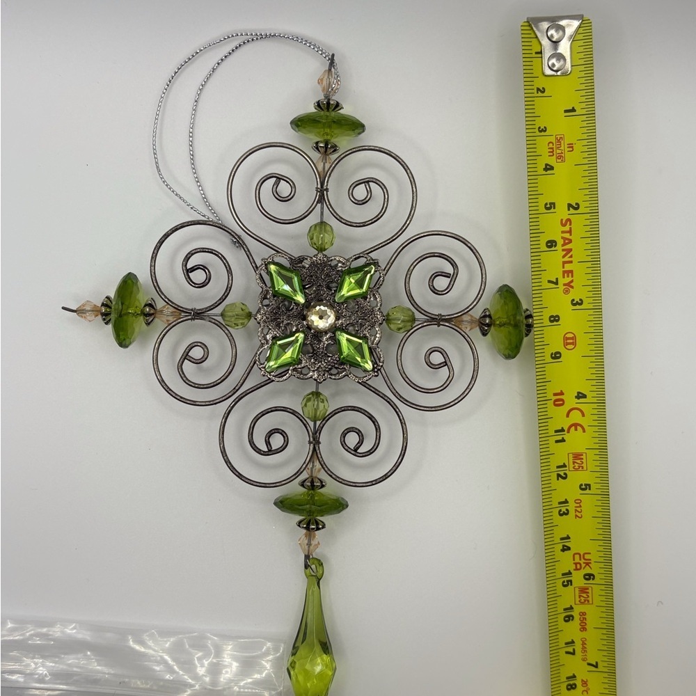 Green Holiday Ornament with Swarovski Crystals - Picture 3 of 4